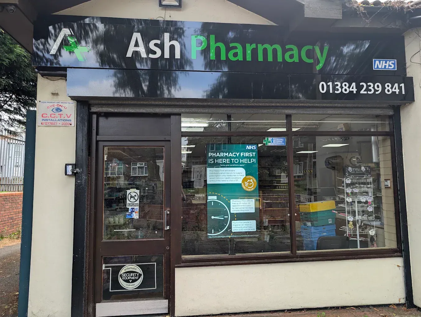 Ash Pharmacy shopfront at 5 Bean Road, Dudley