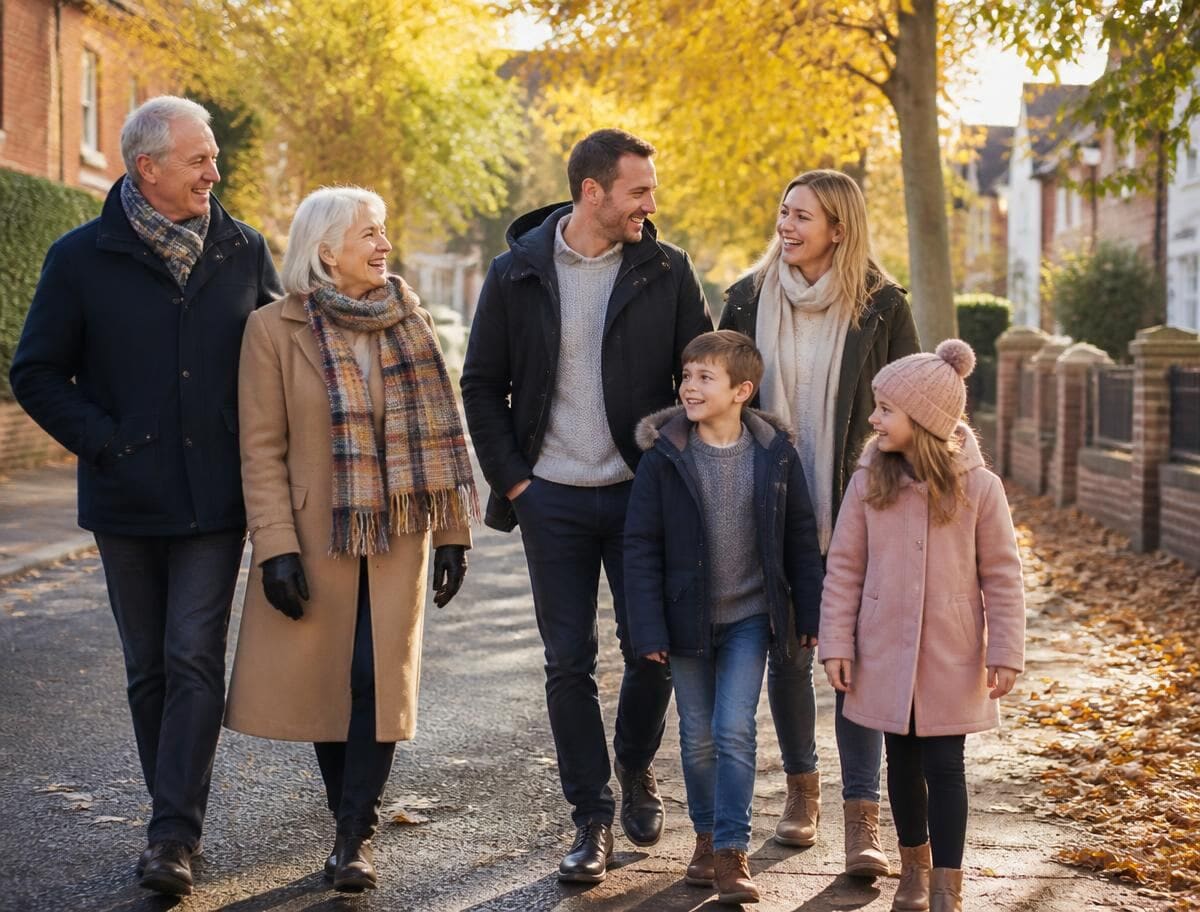 Autumn high street scene for seasonal health article