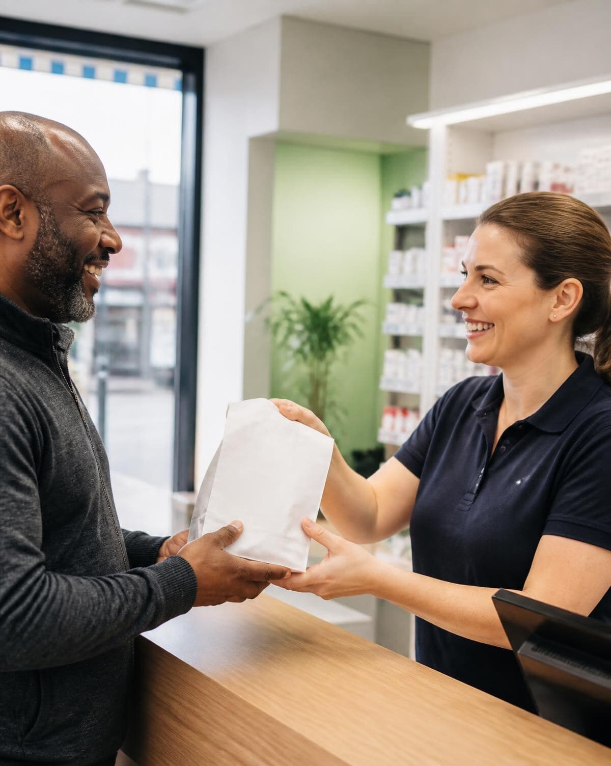 Pharmacist helping a patient at Ash Pharmacy